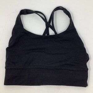 Lululemon sports bra black 4 crisscross straps longline ribbed